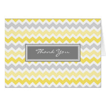 Yellow Grey Chevron Wedding Thank You Card