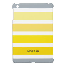 Yellow Grey Stripes Monogram iPad Mini Cover