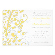 Yellow, Grey, & White Wedding Invitation