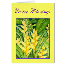 Yellow Heleconia Easter Blessings Greeting Card