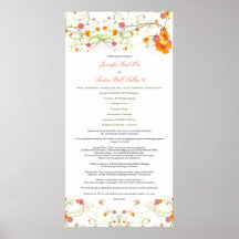 Yellow Hibiscus & Swallows Wedding Program Poster