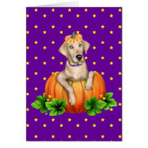 Yellow Lab Halloween Labr-O-Lantern Card