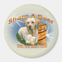 Yellow Lab Shares A Beer gifts Magnets