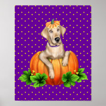 Yellow Labrador Labr-O-Lantern Posters