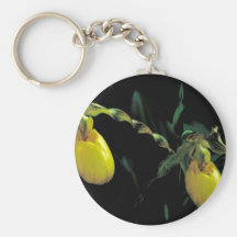 Yellow lady's slipper key chains