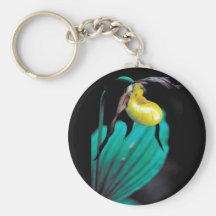Yellow lady's slipper keychain
