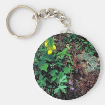Yellow lady's slipper keychains