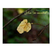 Yellow leaf invitation postcard