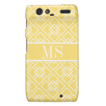 Yellow Monogram Geometric Diamond Pattern Droid RAZR Cases