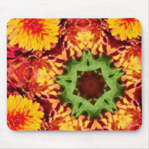Yellow Mum Kaleidoscope Pattern Mousemats