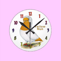 Yellow Nun Pigeon Clock wall clocks