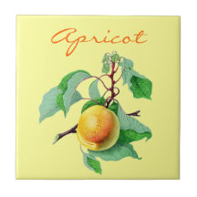 Yellow Orange Apricot Fruit Branch with Wording Ceramic Tile