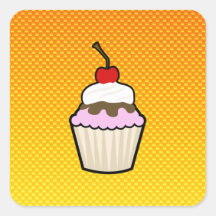 Yellow Orange Cupcake Square Sticker