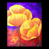 Yellow Poppy Flower Painting Art - Poster posters