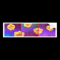 Yellow Poppy Flower Painting - Multi bumper stickers