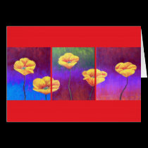 Yellow Poppy Flower Painting - Multi cards