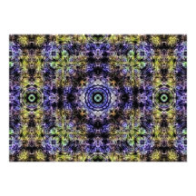 Yellow Purple Fractal Electricity Personalized Invitation