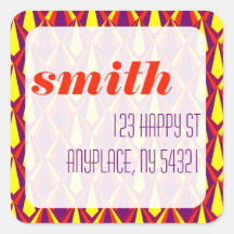 Yellow Purple Geometric Pattern Sticker Label