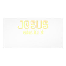 (Yellow) Reach Out, Touch Faith with Jesus! Personalized Photo Card