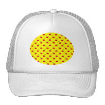 Yellow red cherry pattern mesh hats
