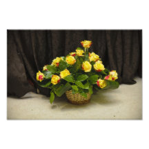 Yellow roses basket art photo