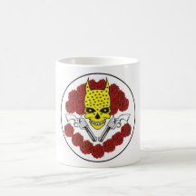 Yellow skull with horns mug