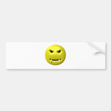 yellow smiley with fangs bumper stickers