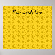 Yellow stars and moons pattern posters
