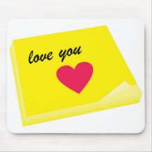 Yellow Sticky Note Love You Heart Mousepad