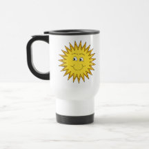 Yellow Summer Sun with a Happy Face. Coffee Mugs