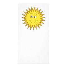 Yellow Summer Sun with a Happy Face. Personalized Photo Card