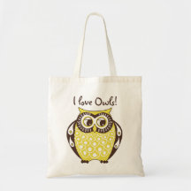 Yellow Tawny Owl I Love Owls Tote Bag
