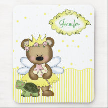 Yellow Teddy Bear Fairy Princess Mouse Pad