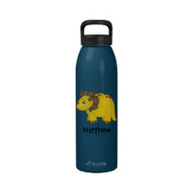 Yellow Triceratops Dinosaur Personalised Kids Water Bottles