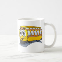 Yellow Trolley Cartoon Mugs