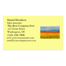 Yellow Tulips and School Bus Business Card Template