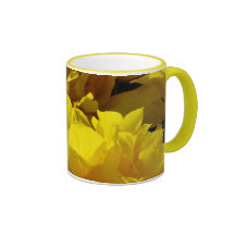 Yellow Tulips Through Sunbeams Coffee Mugs