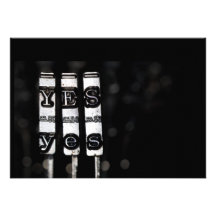 Yes typewriter script invites