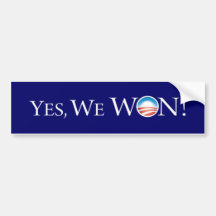 Yes, we won! bumper stickers