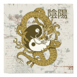 Yin yang Chinese symbol and dragon posters