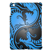 Yin Yang Dragons, blue and black
