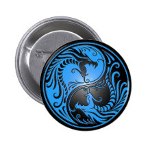 Yin Yang Dragons, blue and black Pin