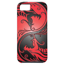 Yin Yang Dragons, red and black