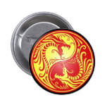 Yin Yang Dragons, red and yellow Pinback Button
