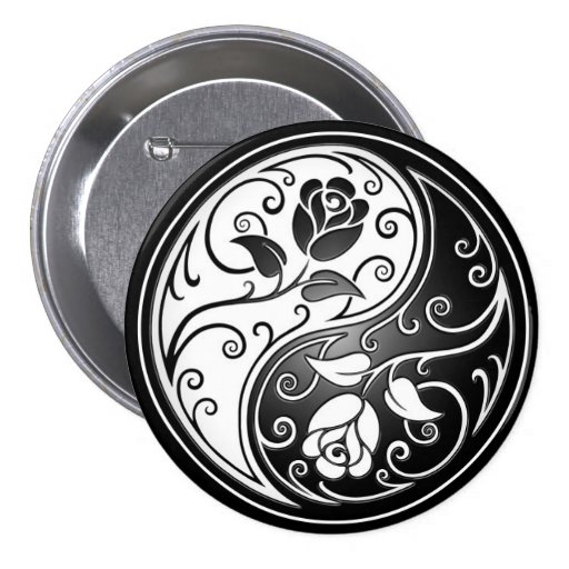 Yin Yang Roses, black Buttons