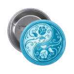 Yin Yang Roses, blue Pinback Buttons