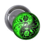 Yin Yang Roses, green and black Pin