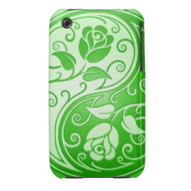 Yin Yang Roses, green iPhone 3 Case-Mate Cases