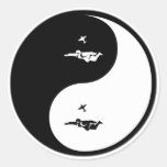 Yin Yang Skydiving Round Stickers