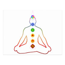 Yoga Asana Siddhasana Pose with 7 Chakras Postcard